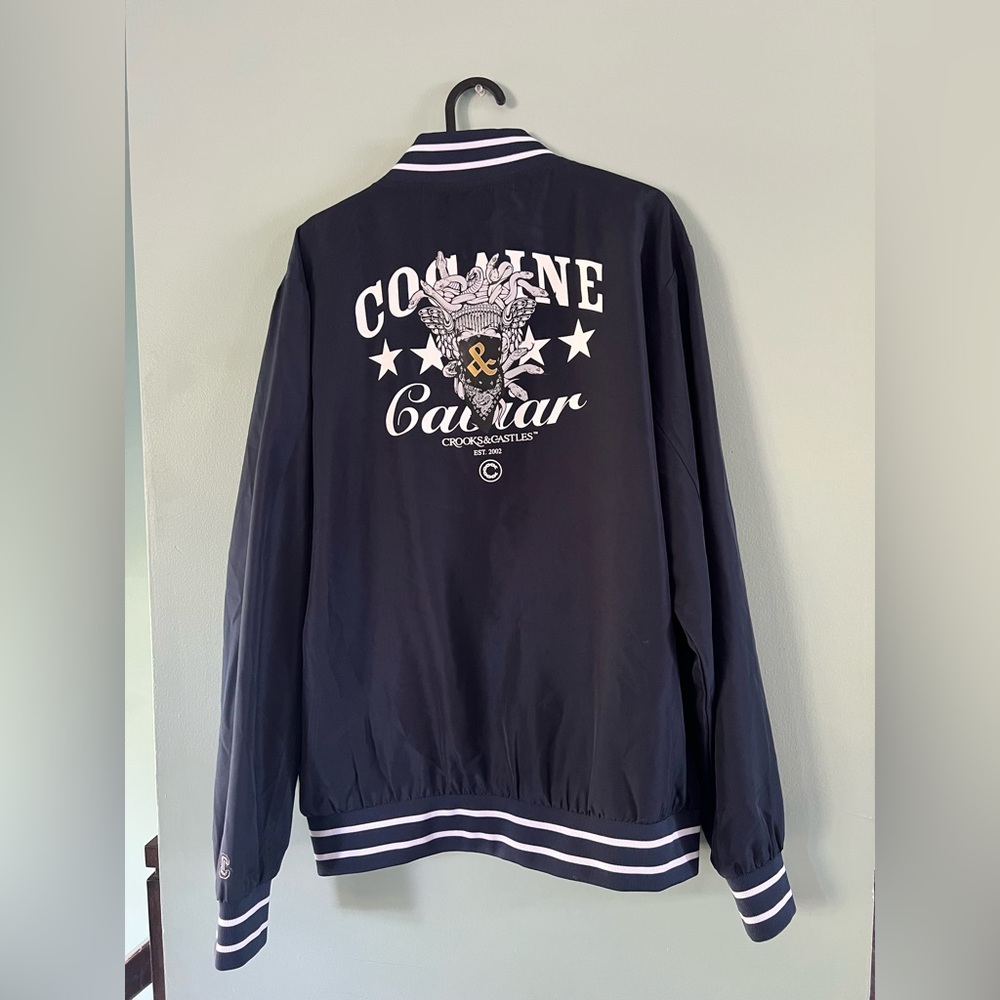 Crooks & Castles Navy Jacket with White Stripes